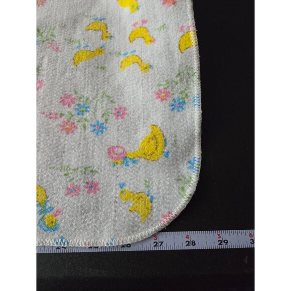 Vintage Chatham Baby Receiving Blanket Yellow Ducks & Flowers Vtg Nursery Floral - Picture 6 of 8